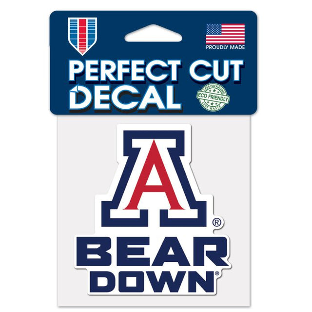 Calcomanía de color de corte perfecto con el lema de los Arizona Wildcats de 4" x 4"
