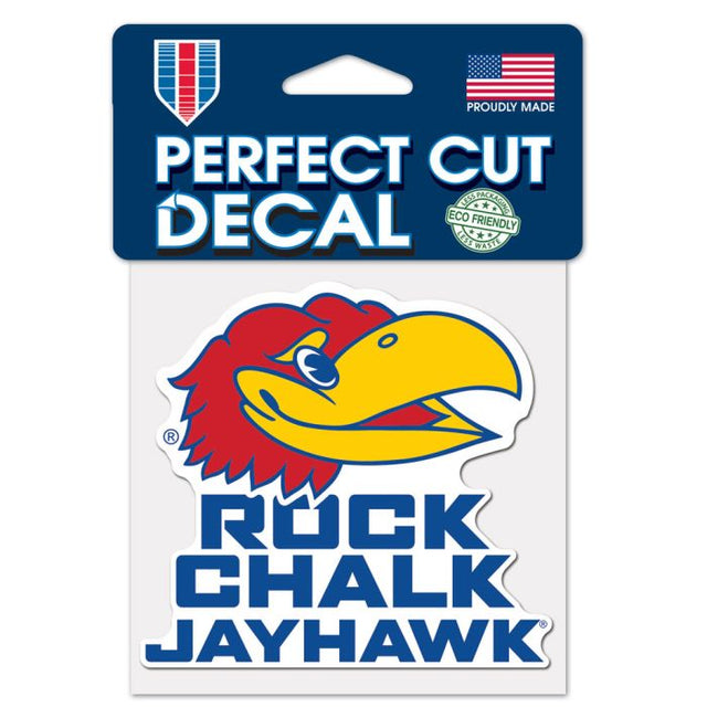 Kansas Jayhawks SLOGAN Perfect Cut Color Decal 4" x 4"