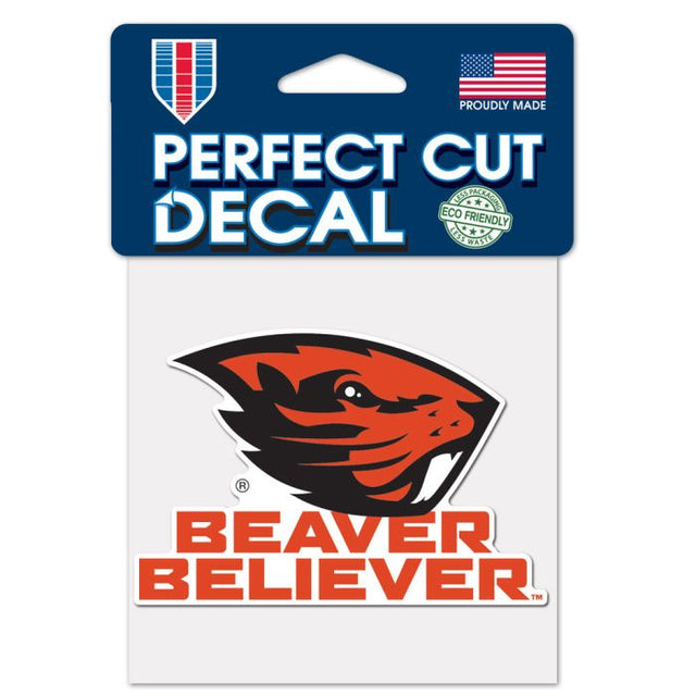Calcomanía de color de corte perfecto con el lema de Oregon State Beavers de 4" x 4"