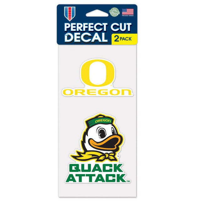 Juego de dos calcomanías de corte perfecto de Oregon Ducks de 4" x 4"