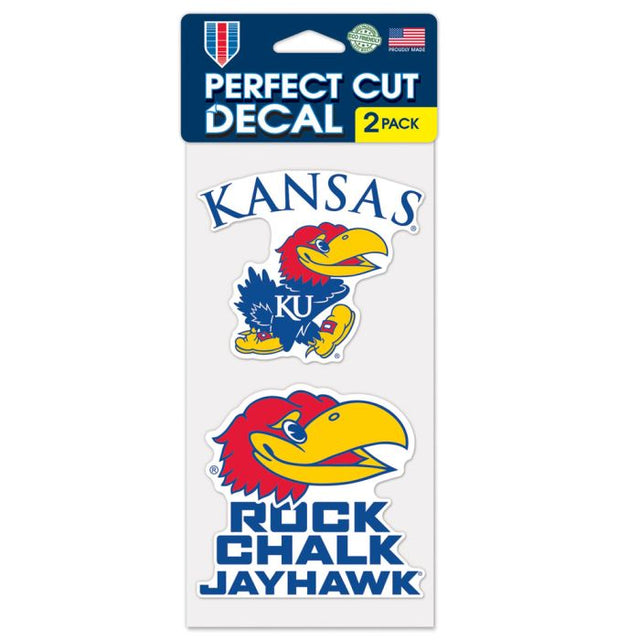 Kansas Jayhawks SLOGAN AND LOGO Perfect Cut Decal Set of two 4"x4"
