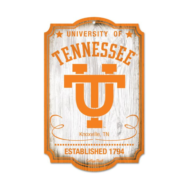 Letrero de madera de Tennessee Volunteers/College Vault de 11" x 17", 1/4" de grosor