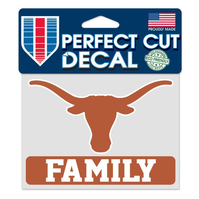 Calcomanía de color de corte perfecto de la familia Texas Longhorns de 4,5" x 5,75"