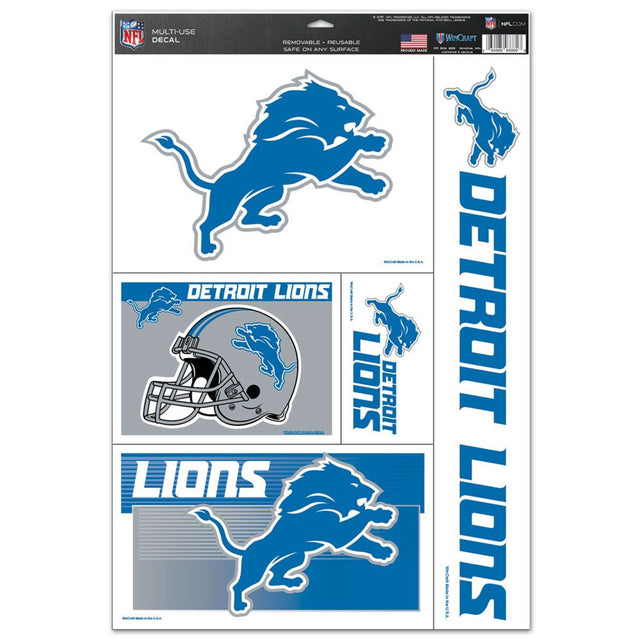 Calcomanía de los Detroit Lions de 11 x 17, multiusos, 5 piezas