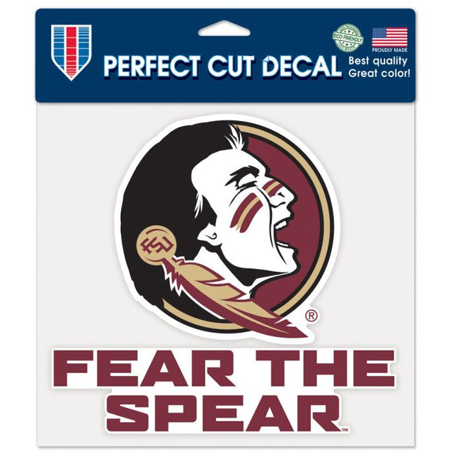 Calcomanía de color de corte perfecto con el lema de los Florida State Seminoles de 8" x 8"