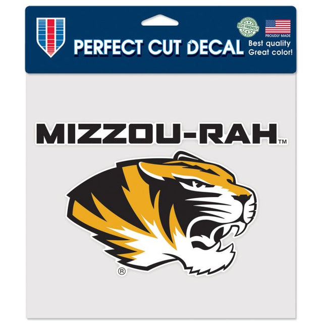 Calcomanía de color de corte perfecto con el lema de los Missouri Tigers de 8" x 8"