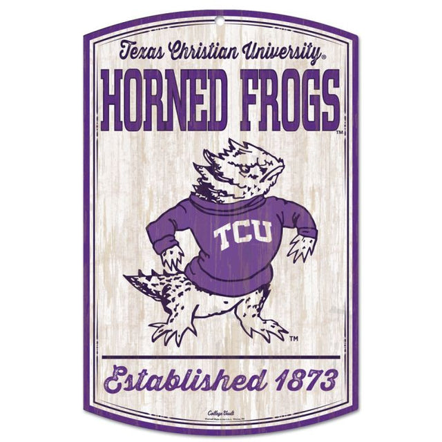 TCU Horned Frogs /College Vault Wood Sign 11" x 17" 1/4" thick