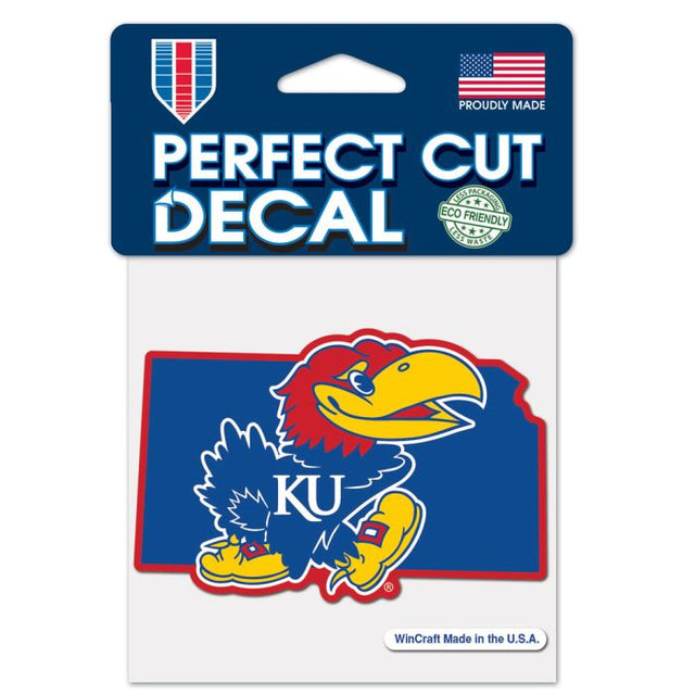Kansas Jayhawks STATE SHAPE Perfect Cut Color Decal 4" x 4"