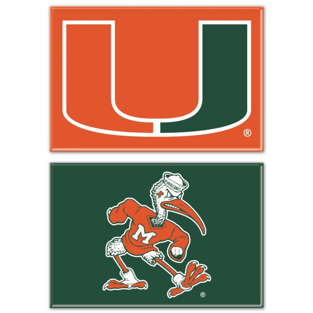 Imán rectangular de los Miami Hurricanes, paquete de 2, 2 x 3 pulgadas