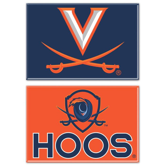 Imán rectangular de los Virginia Cavaliers, paquete de 2, 2 x 3 pulgadas