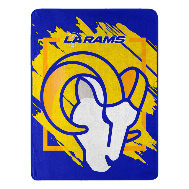 Manta de Los Angeles Rams de 46 x 60 con diseño dimensional Micro Raschel enrollada