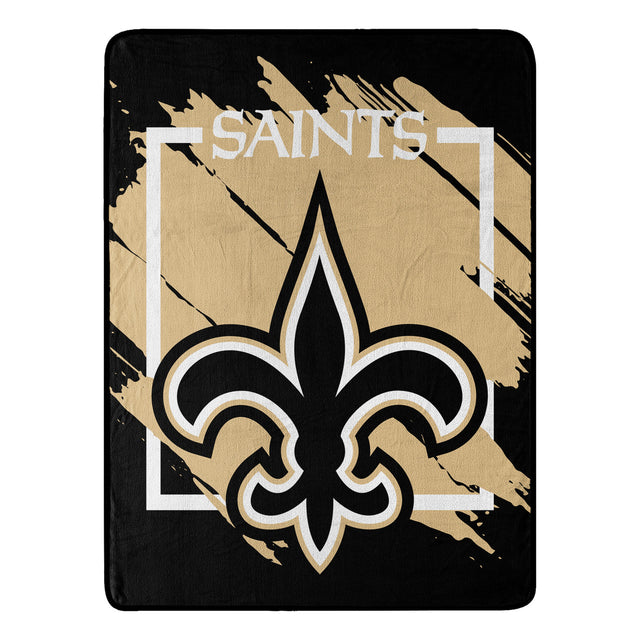 Manta de los New Orleans Saints de 46 x 60 pulgadas, diseño micro Raschel, dimensional, enrollada