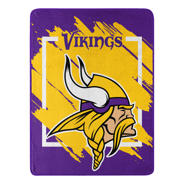 Manta de los Minnesota Vikings de 46 x 60 pulgadas con diseño micro Raschel y diseño dimensional enrollado