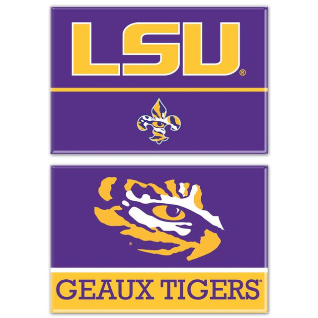 Imán rectangular de los LSU Tigers, paquete de 2, 2 x 3 pulgadas