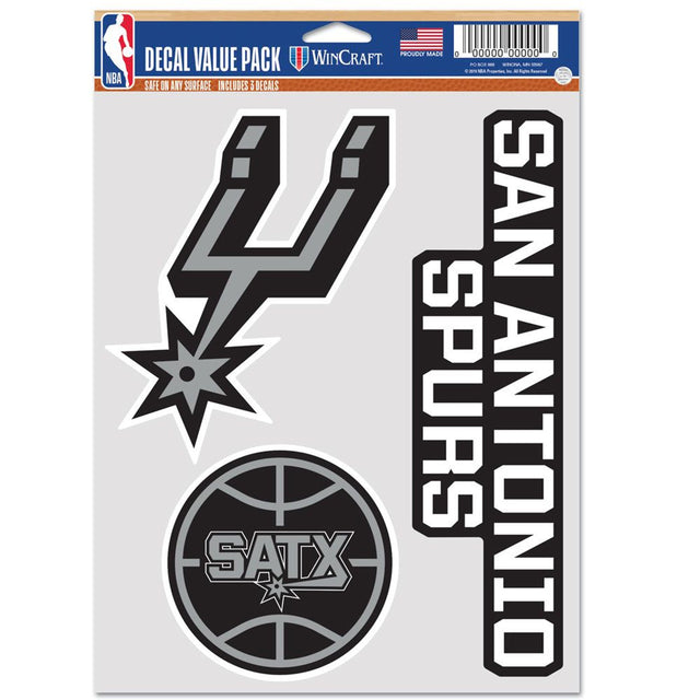 Paquete de 3 calcomanías multiusos para fanáticos de los San Antonio Spurs