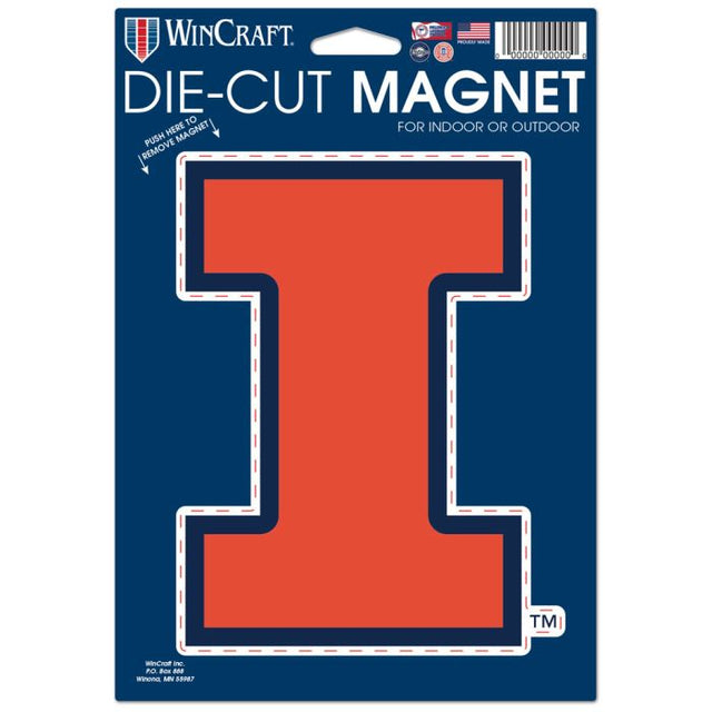Imán troquelado con el logotipo de Illinois Fighting Illini de 6,25" x 9"