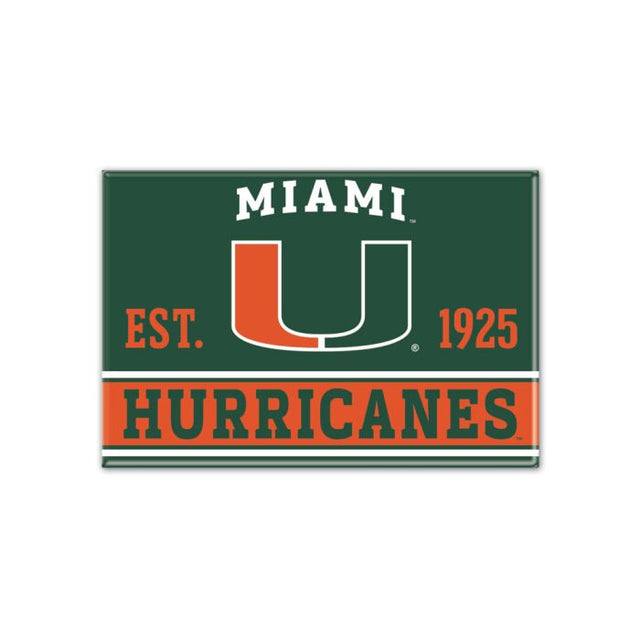 Imán de metal de los Miami Hurricanes de 2,5" x 3,5"