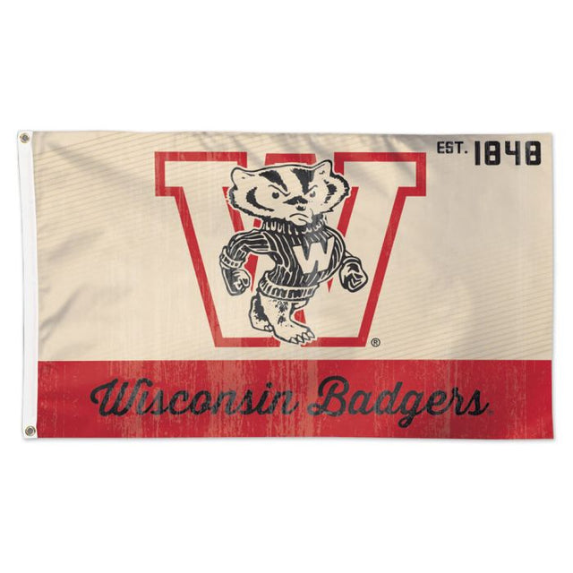Wisconsin Badgers / Bandera universitaria vintage - Deluxe 3' X 5'