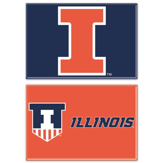 Imán rectangular de los Illini que luchan contra Illinois, paquete de 2, 2" x 3"