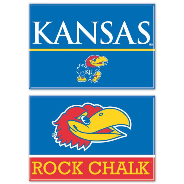 Kansas Jayhawks Rectangle Magnet, 2pack 2" x 3"