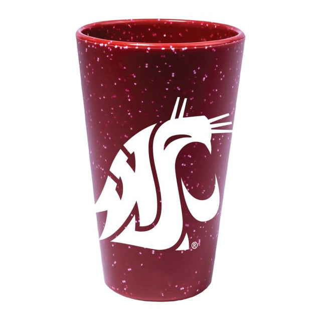 Vaso de pinta de silicona de 16 oz con el logo de Washington State Cougars RED SPECKLE