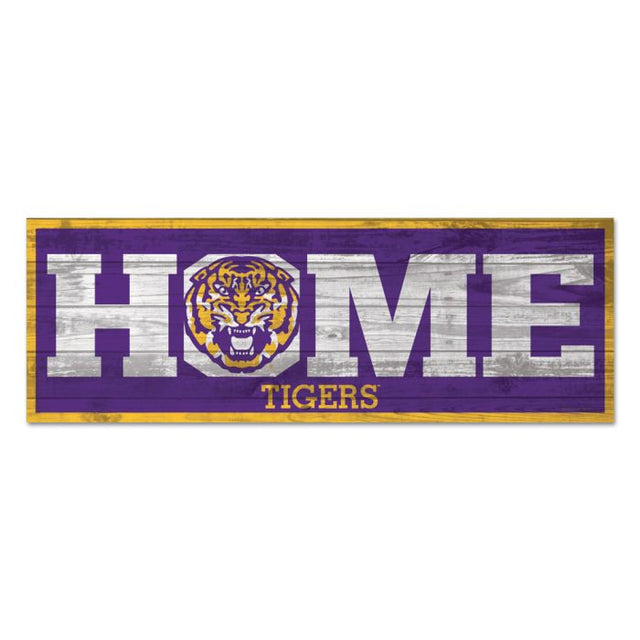 LSU Tigers HOME Wood Sign 8"x23" 1/4" thick
