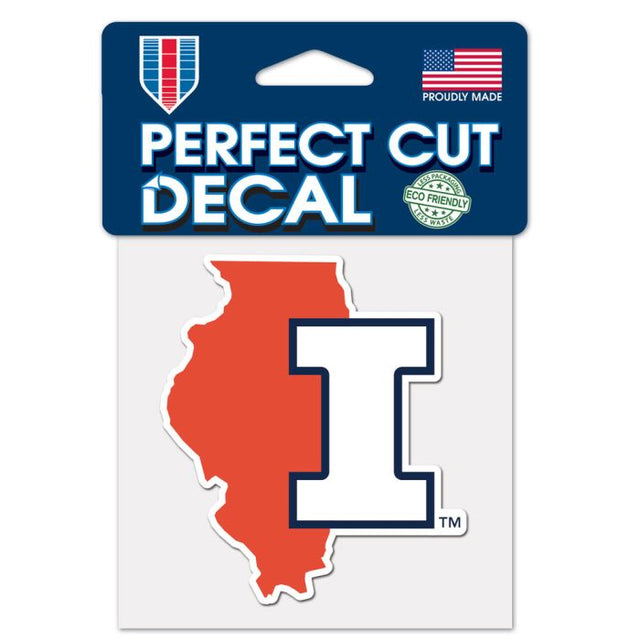 Calcomanía de color de corte perfecto de Illinois Fighting Illini de 4" x 4"