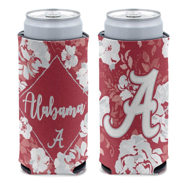 Refrigerador de latas delgado de 12 oz con diseño floral de Alabama Crimson Tide