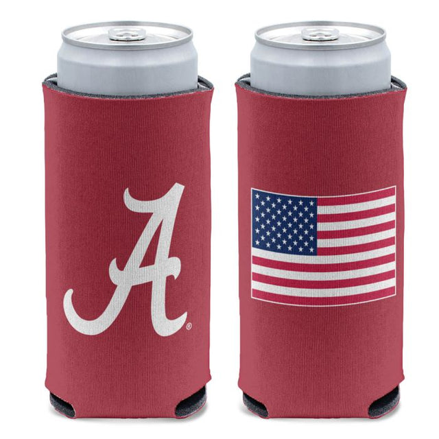 Refrigerador de latas delgado de 12 oz PATRIOTIC de Alabama Crimson Tide