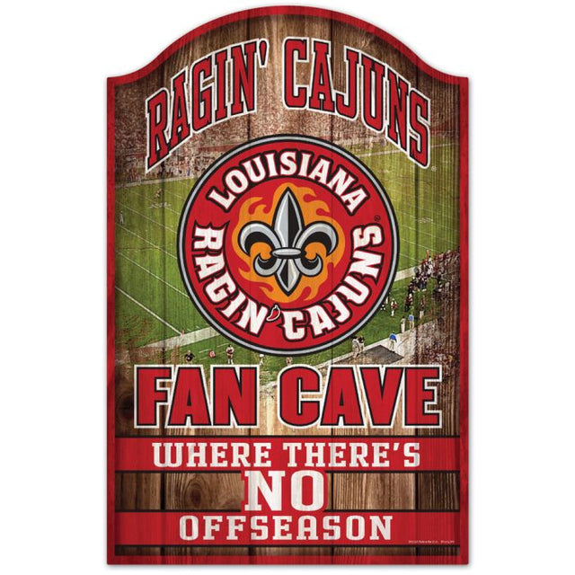 Louisiana - Lafayette Ragin Cajuns FAN CAVE Wood Sign 11" x 17" 1/4" thick