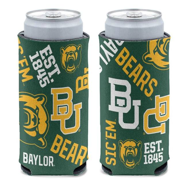 Baylor Bears Scatter print 12 oz Slim Can Cooler