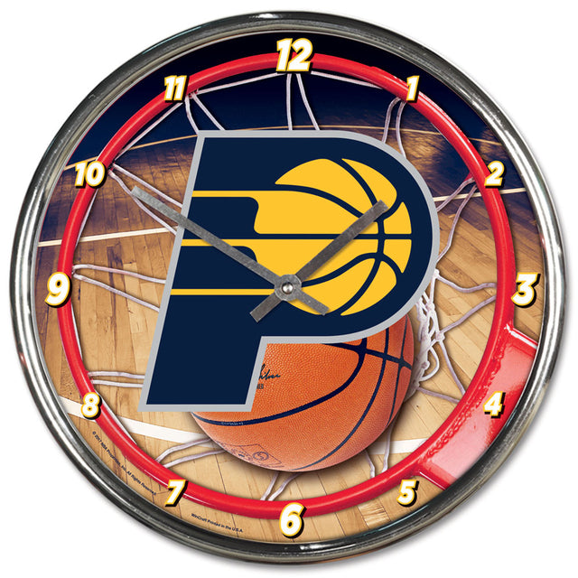 Reloj de pared redondo cromado de los Indiana Pacers