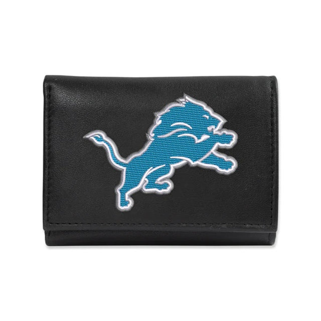 Cartera de cuero con tres pliegues de los Detroit Lions con bordados alternativos