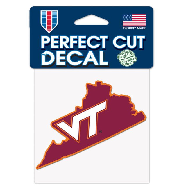 Virginia Tech Hokies STATE SHAPE Perfect Cut Color Decal 4" x 4"