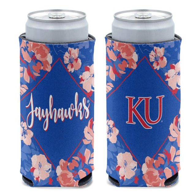 Kansas Jayhawks Floral 12 oz Slim Can Cooler