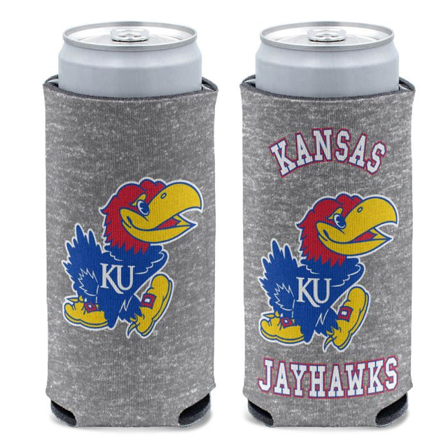 Kansas Jayhawks Grey Heathered 12 oz Slim Can Cooler