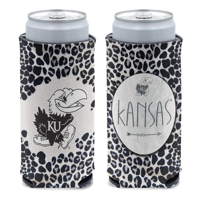 Kansas Jayhawks Snow Leopard 12 oz Slim Can Cooler