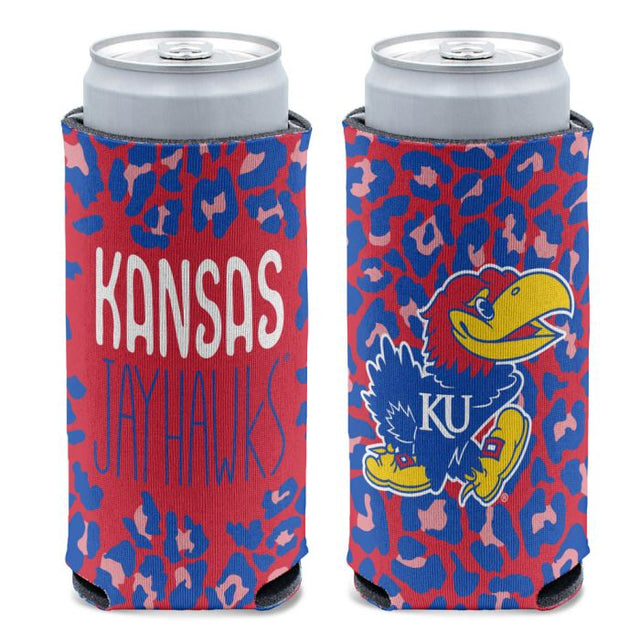 Kansas Jayhawks LEOPARD PRINT 12 oz Slim Can Cooler
