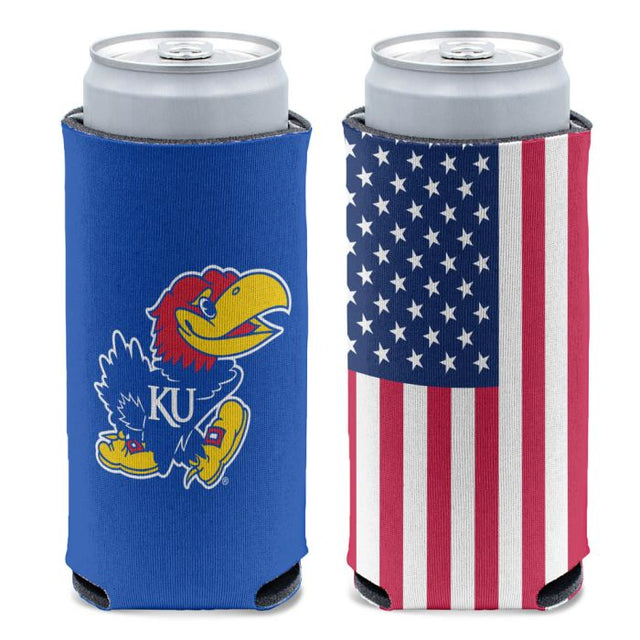 Kansas Jayhawks Patriotic 12 oz Slim Can Cooler