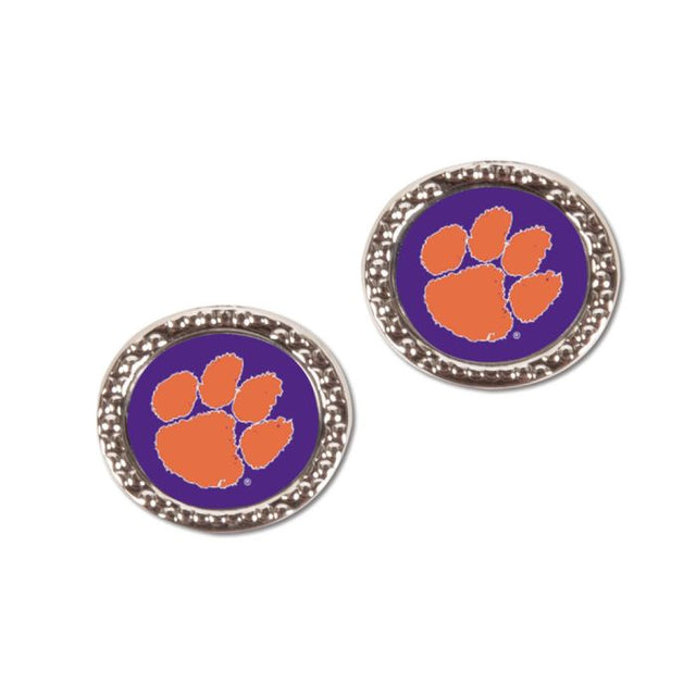 Clemson Tigers Earrings Jewelry Carded Round