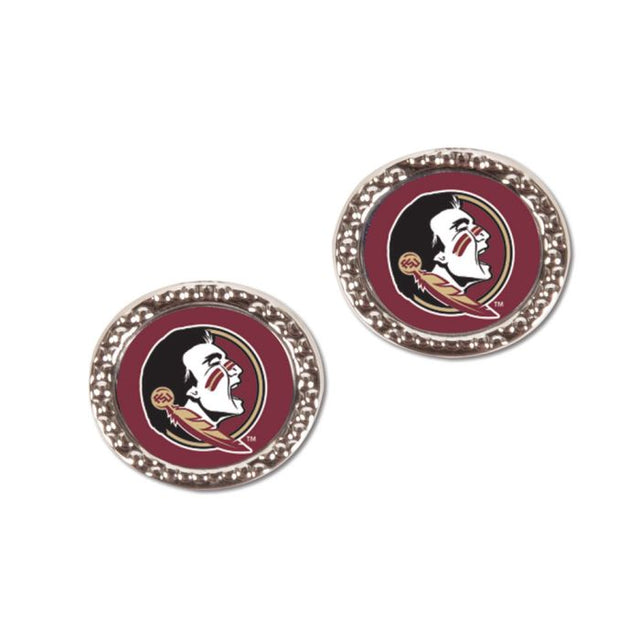 Pendientes de joyería de los Florida State Seminoles en forma de tarjeta redonda