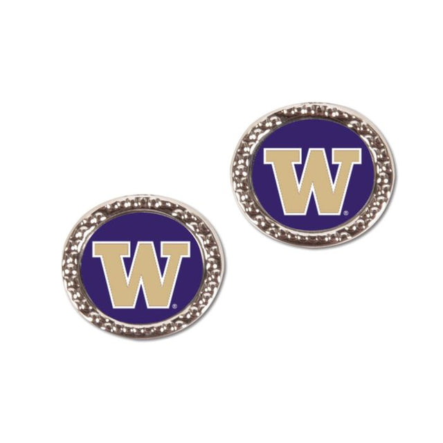 Washington Huskies Earrings Jewelry Carded Round