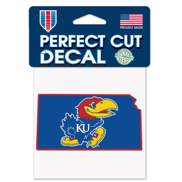 Kansas Jayhawks STATE SHAPE Perfect Cut Color Decal 4" x 4"