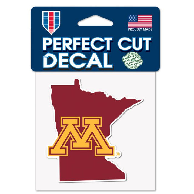 Minnesota Golden Gophers STATE SHAPE Perfect Cut Color Decal 4" x 4"