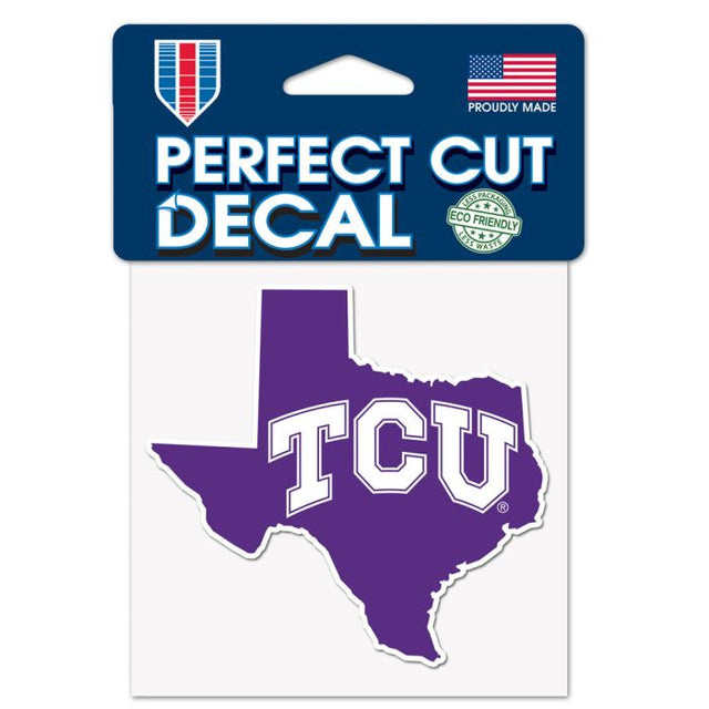 TCU Horned Frogs STATE SHAPE Perfect Cut Color Decal 4" x 4"