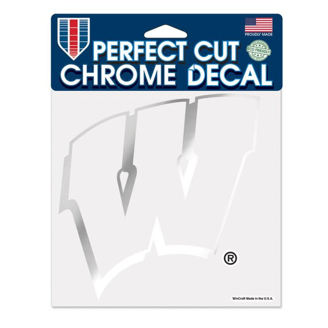 Calcomanía cromada de Wisconsin Badgers de corte perfecto de 6" x 6"