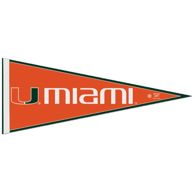 Banderín clásico de los Miami Hurricanes, en cartulina de 12" x 30"