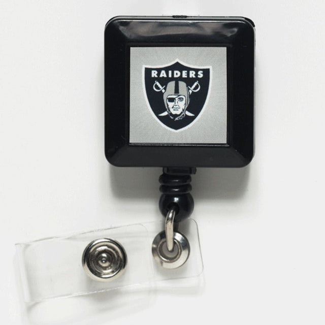 Porta credencial retráctil cuadrado de Los Vegas Raiders