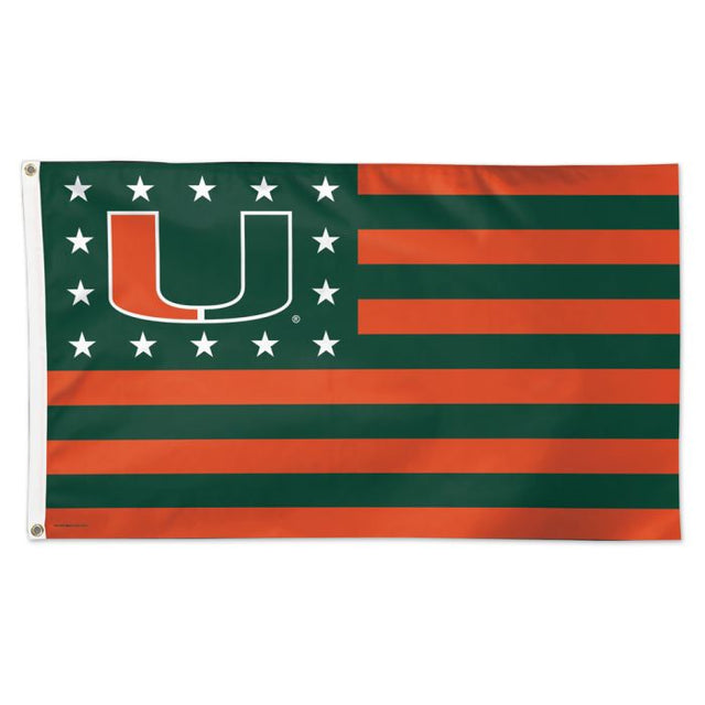 Bandera de los Miami Hurricanes con estrellas y rayas - Deluxe 3' X 5'