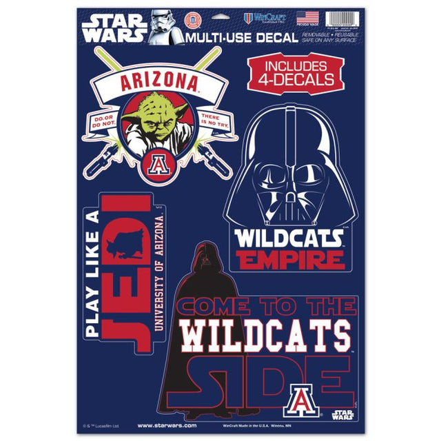 Calcomanía multiusos de Arizona Wildcats / Star Wars Darth Vader y Yoda de 11" x 17"